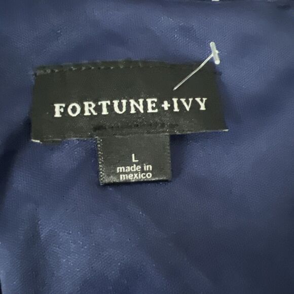 Fortune + Ivy Dress Womens Large Blue Floral Spaghetti Strap Flair Stitch Fix - Picture 7 of 14